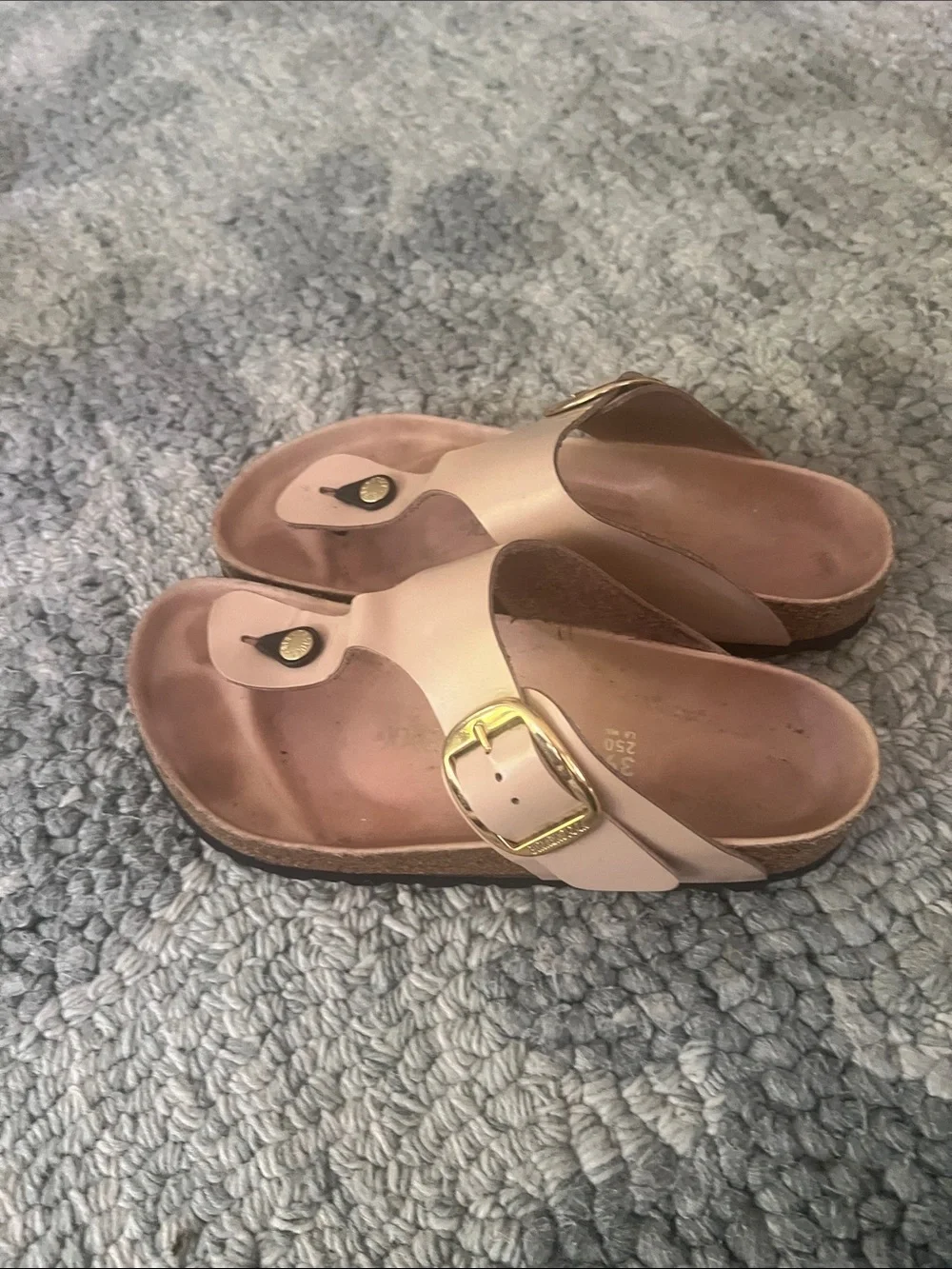 Women’s Birkenstock Big Buckle Gizeh sandal in new beige.